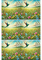 Stickerbogen „Kolibri über Wiese“ Collage Kat. Nr. 2012
