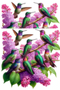 Stickerbogen – Kolibri auf einem Fliederzweig Kat. Nr. 140