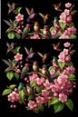 Klistremerkeark Kolibri på kirsebærkatt. Nr. 146