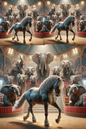 Wall Art Poster / Greeting Card / Sticker Sheet – Horse and Elephants in the Circus, Cat. No. 157