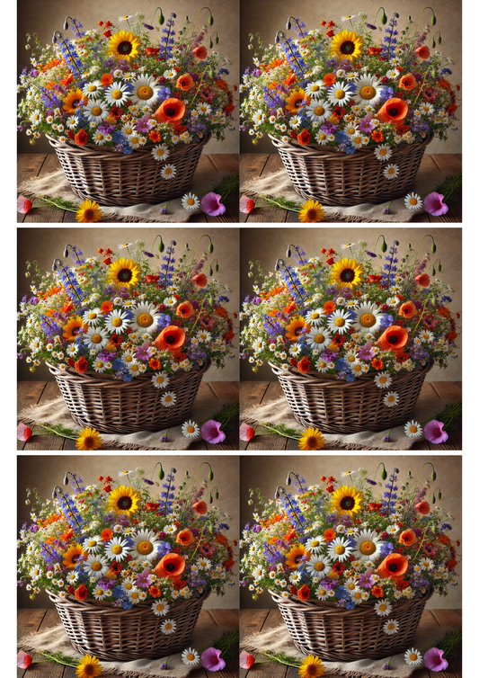 Sticker Sheet Basket of Flowers Collage Cat. No. 2028