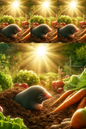 Wall Art Poster / Greeting Card / Sticker Sheet – Mole In The Vegetable Garden Cat. No. 170