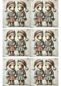 Stickerbogen – Zwillingsponys mit Weihnachtsmützen, Shabby-Chic-Collage, Kat.-Nr. 3041