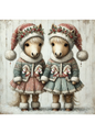 Stickerbogen – Zwillingsponys mit Weihnachtsmützen, Shabby Chic, vollständige Kat.-Nr. 3042