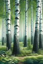 Wall Art Poster / Greeting Card / Sticker Sheet – Birch Forest, Full, Cat. No. 184