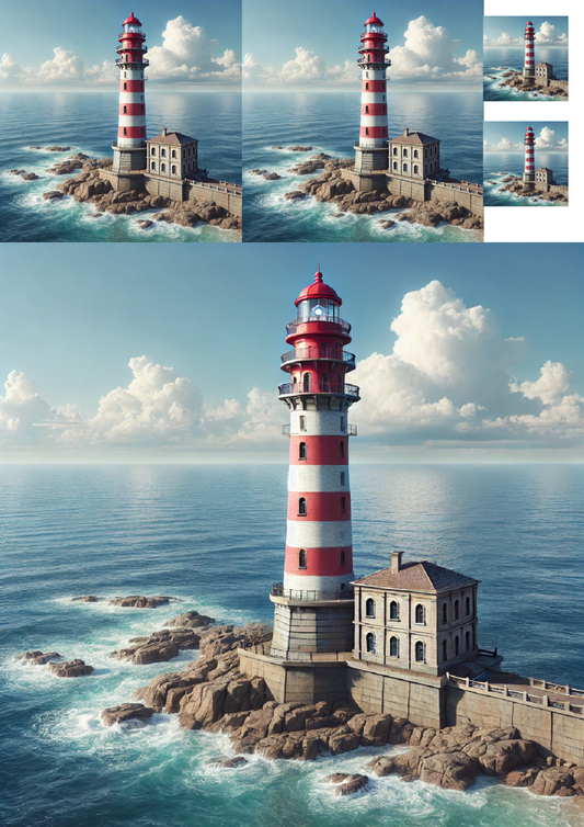 Sticker Sheet Lighthouse On Breakwater Collage Cat. No. 1317