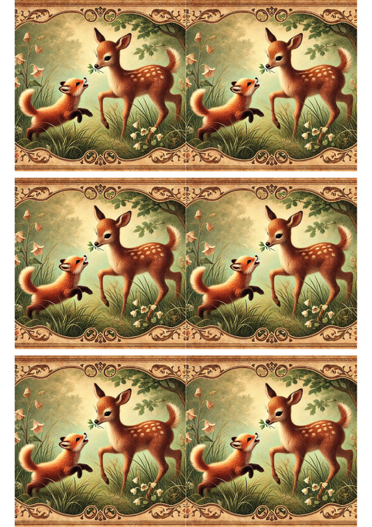 Sticker Sheet – Playing Little Deer Collage, Cat. No. 2076