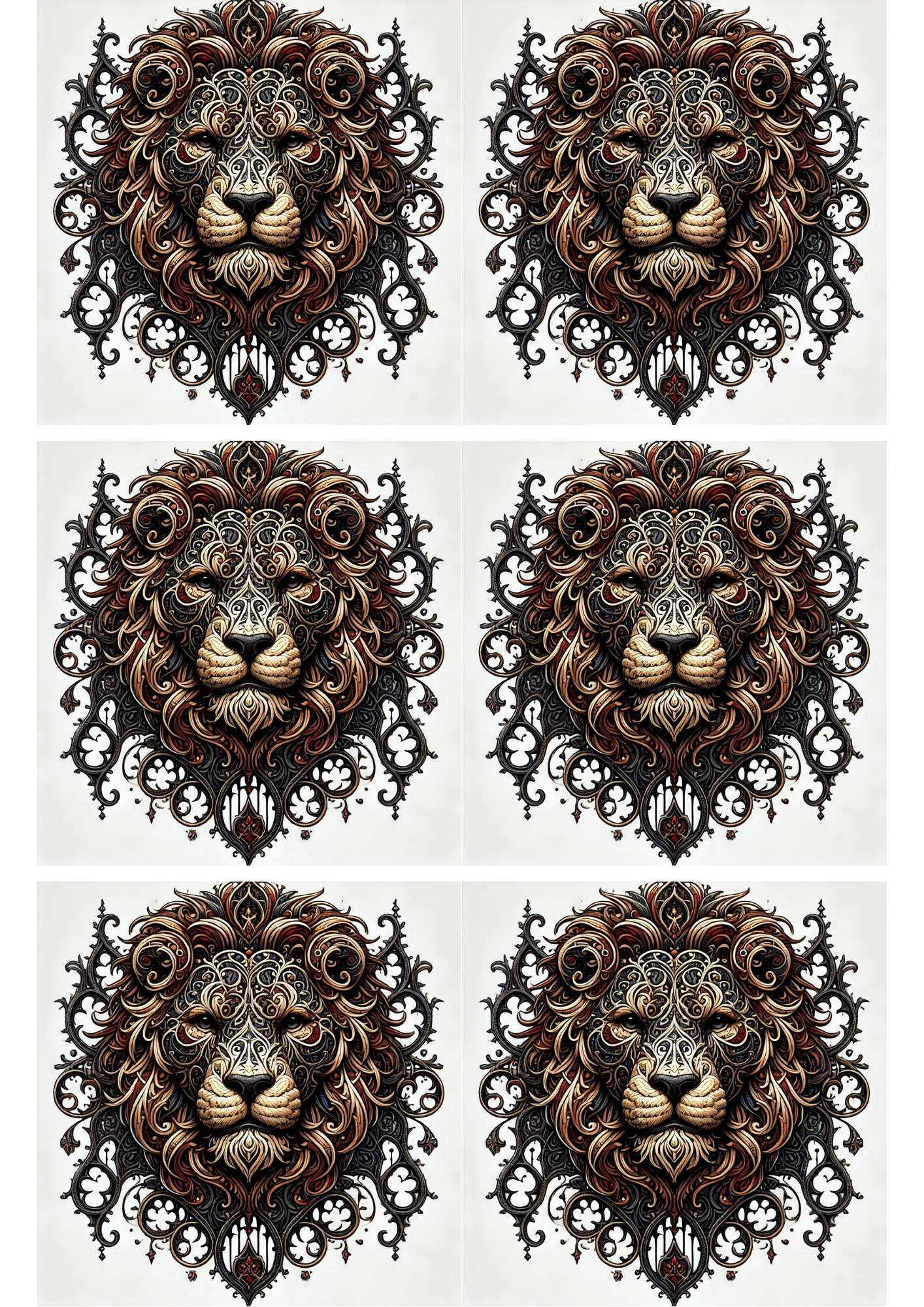 Sticker Sheet – Lion In Gothic Style Collage, Cat. No. 2090