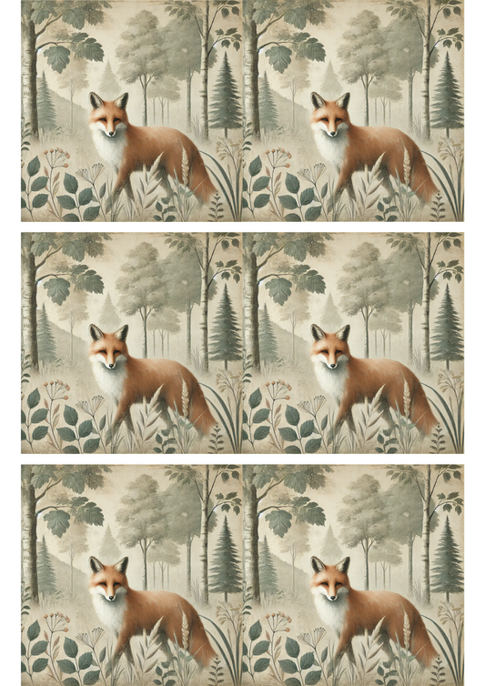 Sticker Sheet – Fox In The Forest Shabby Chic Collage Cat. No. 3049
