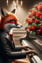 Wall Art Poster / Greeting Card / Sticker Sheet – Fox Playing the Piano Cat. No. 197