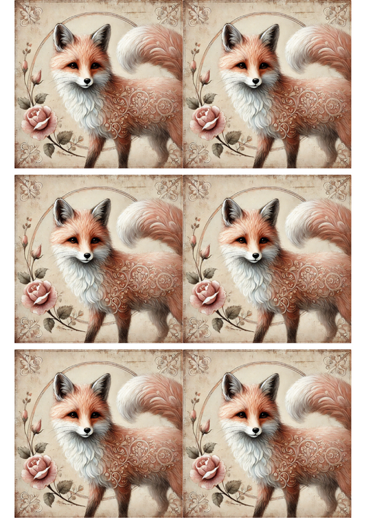 Sticker Sheet – Fox Shabby Chic Collage, Cat. No. 2092