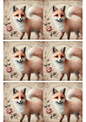 Wall Art Poster / Greeting Card / Sticker Sheet – Fox Shabby Chic Collage, Cat. No. 2092
