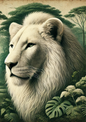Wall Art Poster / Greeting Card / Sticker Sheet – Lion Vintage Full, Cat. No. 2107