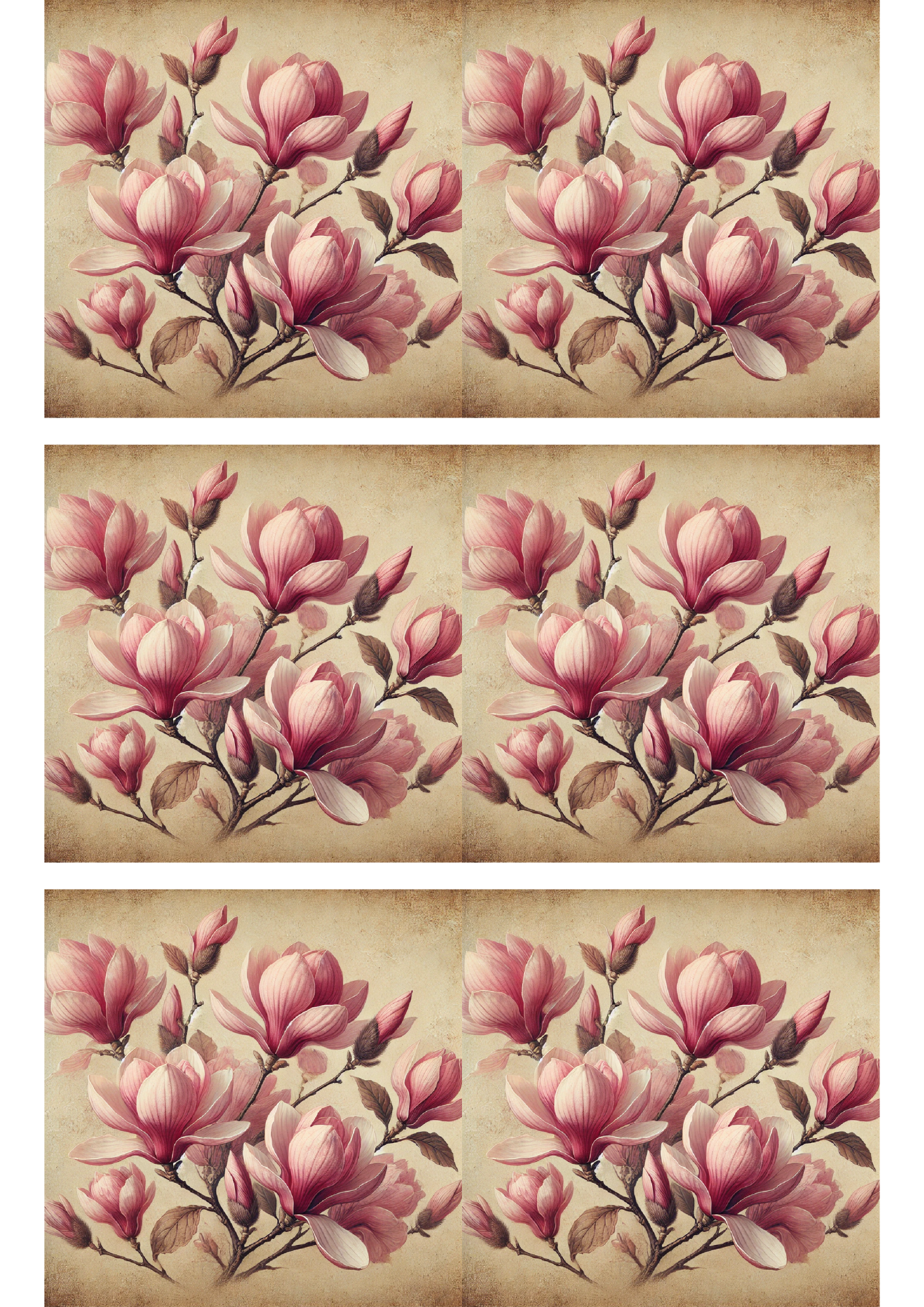 Sticker Sheet Pink Magnolias Vintage Collage Cat. No. 1684