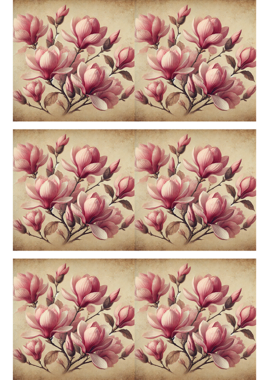 Sticker Sheet Pink Magnolias Vintage Collage Cat. No. 1684