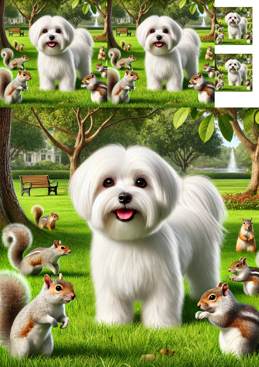 Sticker Sheet Maltese Dog In The Park Collage Cat. No. 1331