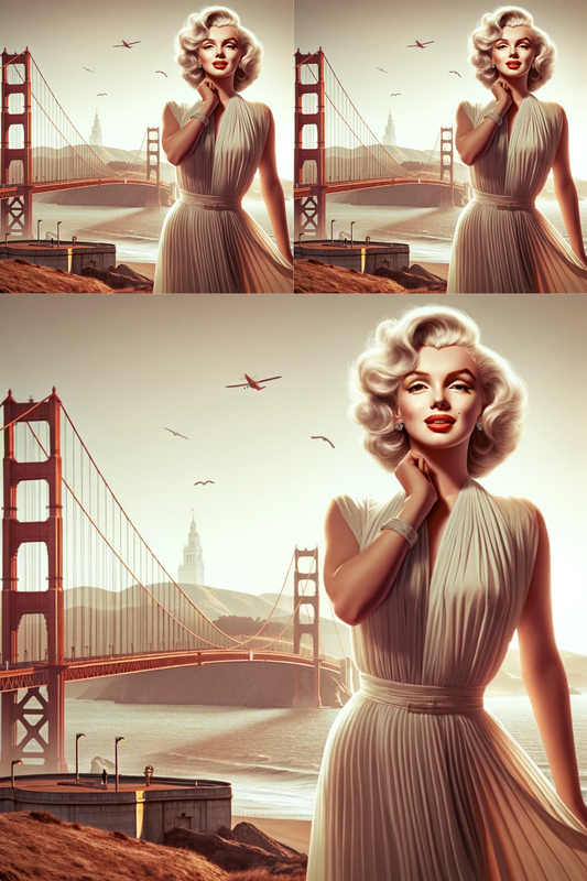 Klistremerkeark Marilyn Monroe og Golden Gate, kat. nr. 04