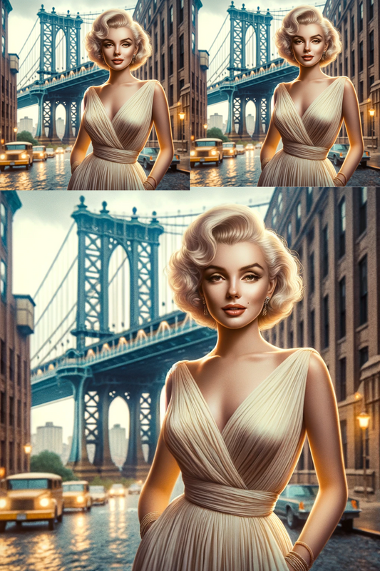 Klistremerkeark Marilyn Monroe og Brooklyn Bridge Kat. nr. 05