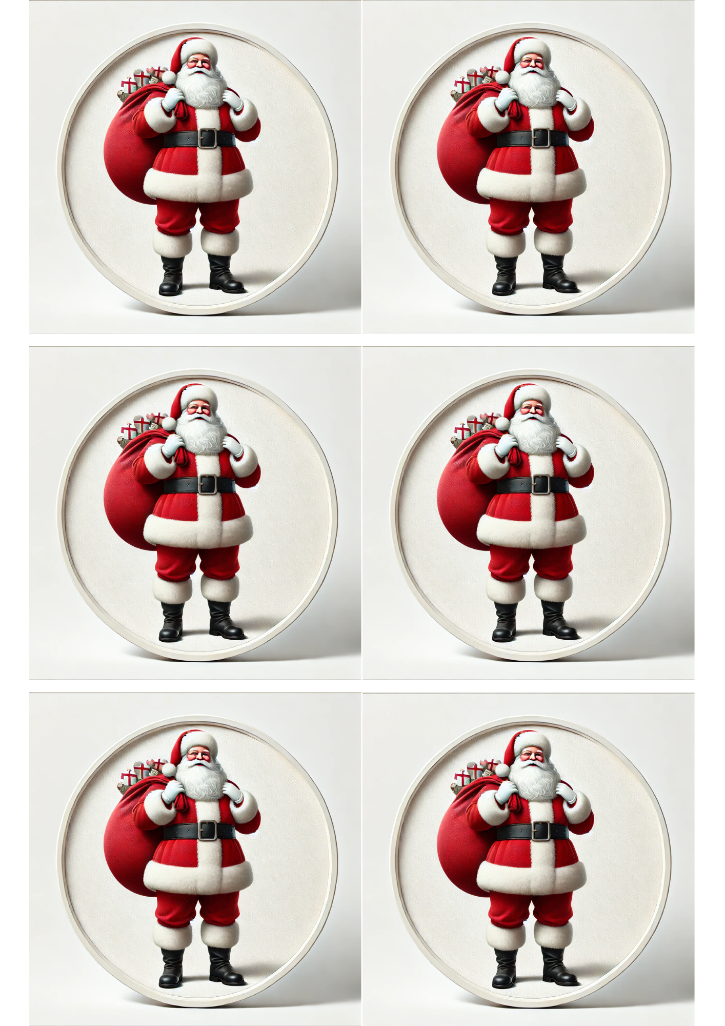 Sticker Sheet Santa Claus On White Background In Ovals Collage Cat. No. 1534