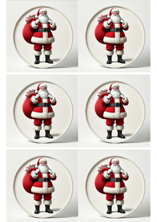 Sticker Sheet Santa Claus On White Background In Ovals Collage Cat. No. 1534