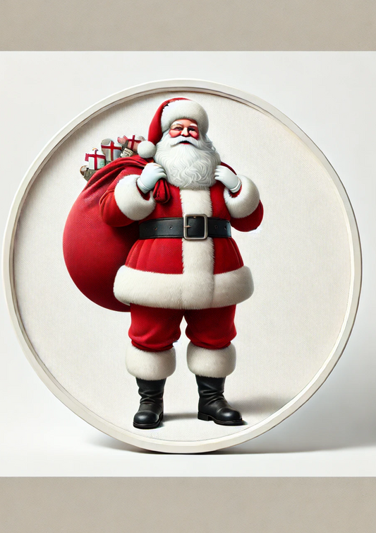 Sticker Sheet Santa Claus On White Background In Ovals Full Cat. No. 1535