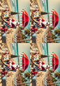 Wall Art Poster / Greeting Card / Sticker Sheet – Santa Claus On The Beach Collage Cat. No. 1546