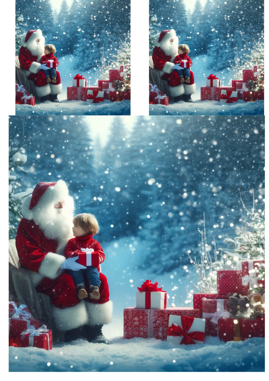 Sticker Sheet – Christmas Tree Santa Claus Boy Collage Cat No. 757