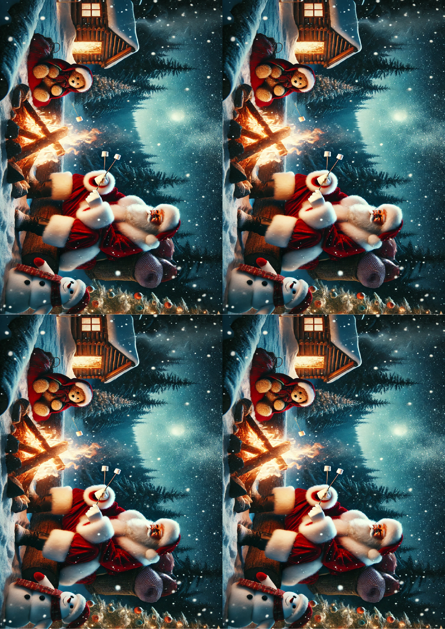 Sticker Sheet Santa Claus At The Bonfire Collage Cat. No. 1550