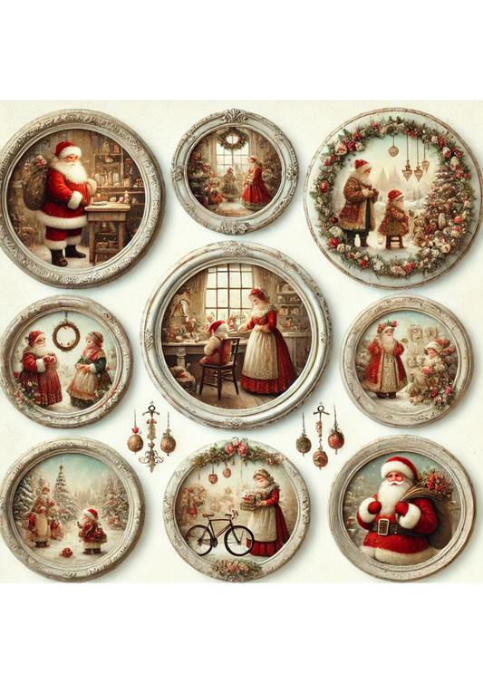 Sticker Sheet – Santa Claus In Round Frames Full Cat. No. 3058