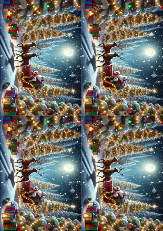 Sticker Sheet Santa Claus In Christmas Tree Forest Collage Cat. No. 1562