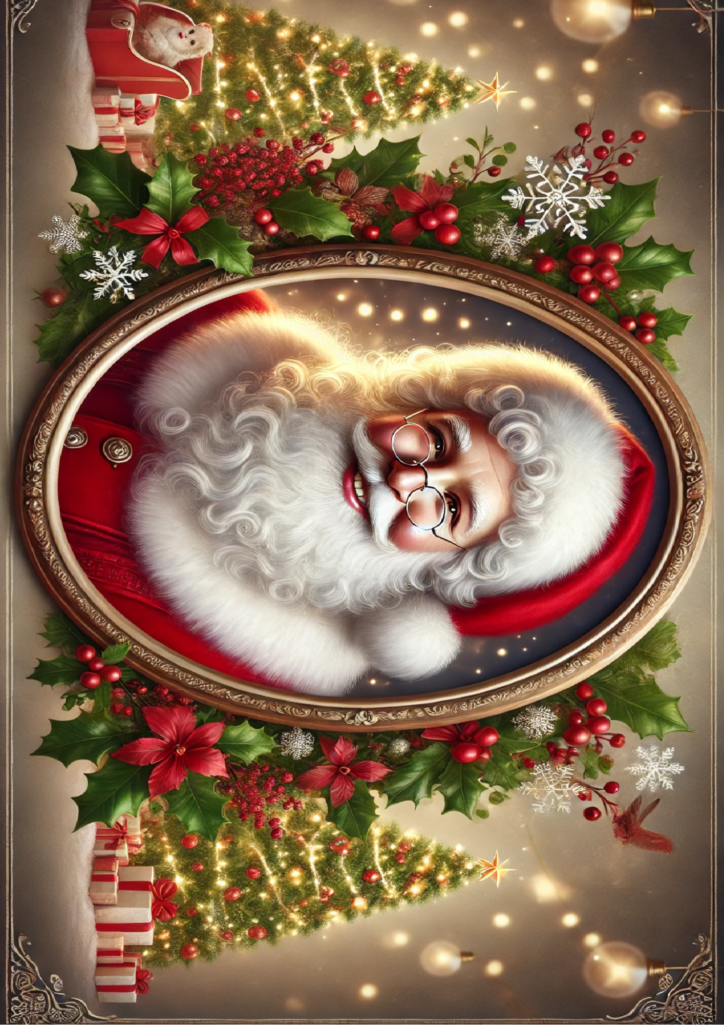 Sticker Sheet Portrait of Santa Claus In Oval Full Cat. No. 1565