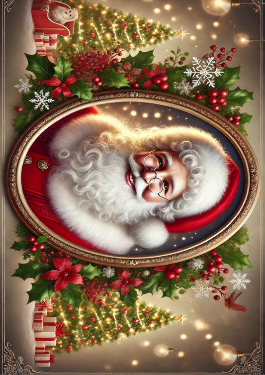 Sticker Sheet Portrait of Santa Claus In Oval Full Cat. No. 1565