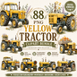 Yellow Tractor Clipart Set: 88 PNG, Transparent Background Clipart (Instant Download)