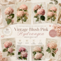 Blush Pink Hydrangeas Printable Design Sheets – 16 A4 Digital Pages for Crafts (Instant Download)