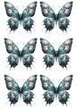Stickerbogen – Schmetterling im Gothic-Stil mit Aquamarintönen. Collage Kat. Nr. 2389