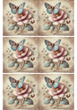 Klistremerkeark – Sommerfugl og rose Shabby chic-kollasje, kat.nr. 2146