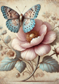 Klistremerkeark – Butterfly And Rose Shabby Chic Full, Kat.nr. 2147