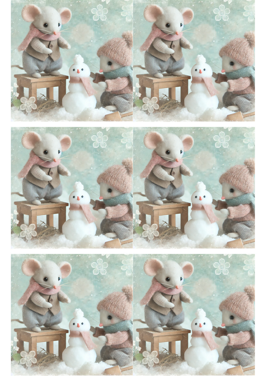 Sticker Sheet – Mice Making Snowman Collage Cat. No. 2877