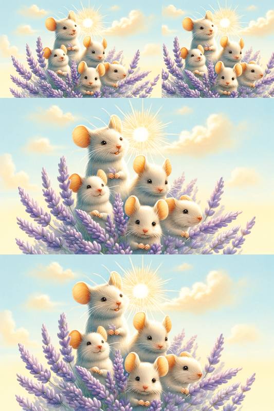 Sticker Sheet – Mice Family In Lavender Collage Cat. No. 221
