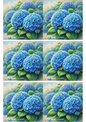 Klistremerkeark – Blå hortensia-kollasje, kat.nr. 2172