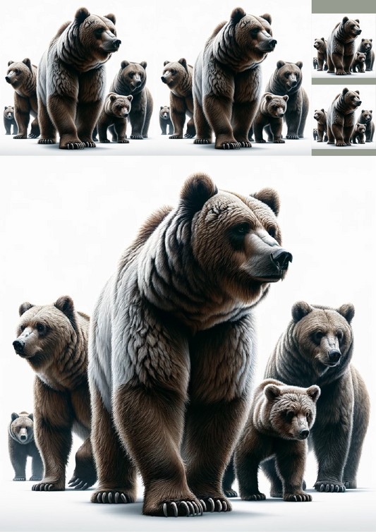 Sticker Sheet Grizzly Bears Collage Cat. No. 1126