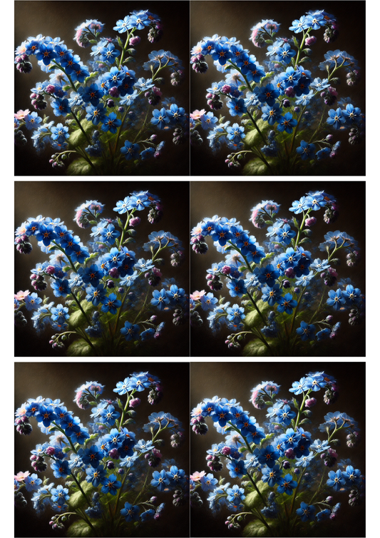 Sticker Sheet – Forget-me-nots In Rembrandt Style Collage, Cat. No. 2180