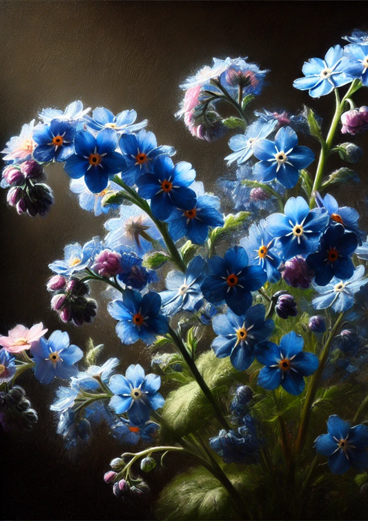 Sticker Sheet – Forget-me-nots In Rembrandt Style Full, Cat. No. 2181