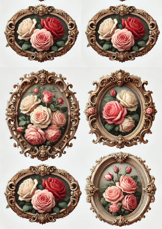 Sticker Sheet – Roses In Baroque Ovals Full Cat. No. 3084