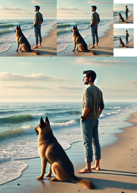 Sticker Sheet German Shepherd Dog By The Seaside Collage Cat. No. 1359