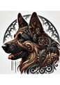 Stickerbogen – Deutscher Schäferhund im Gothic-Stil, voll, Kat.-Nr. 2189