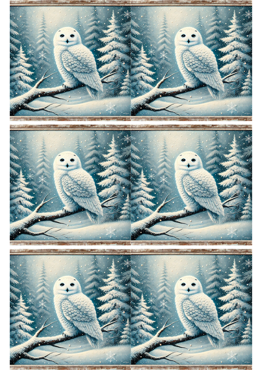 Sticker Sheet – White Owl in Winter Collage, Cat. No. 2208