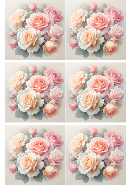 Sticker Sheet – Pastel Roses Collage Cat. No. 2214
