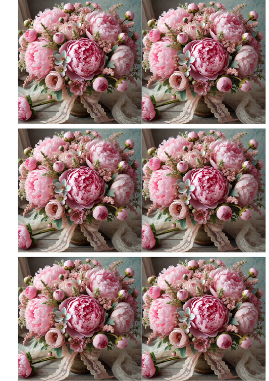 Sticker Sheet – Peony Bouquet Collage Cat. No. 2232