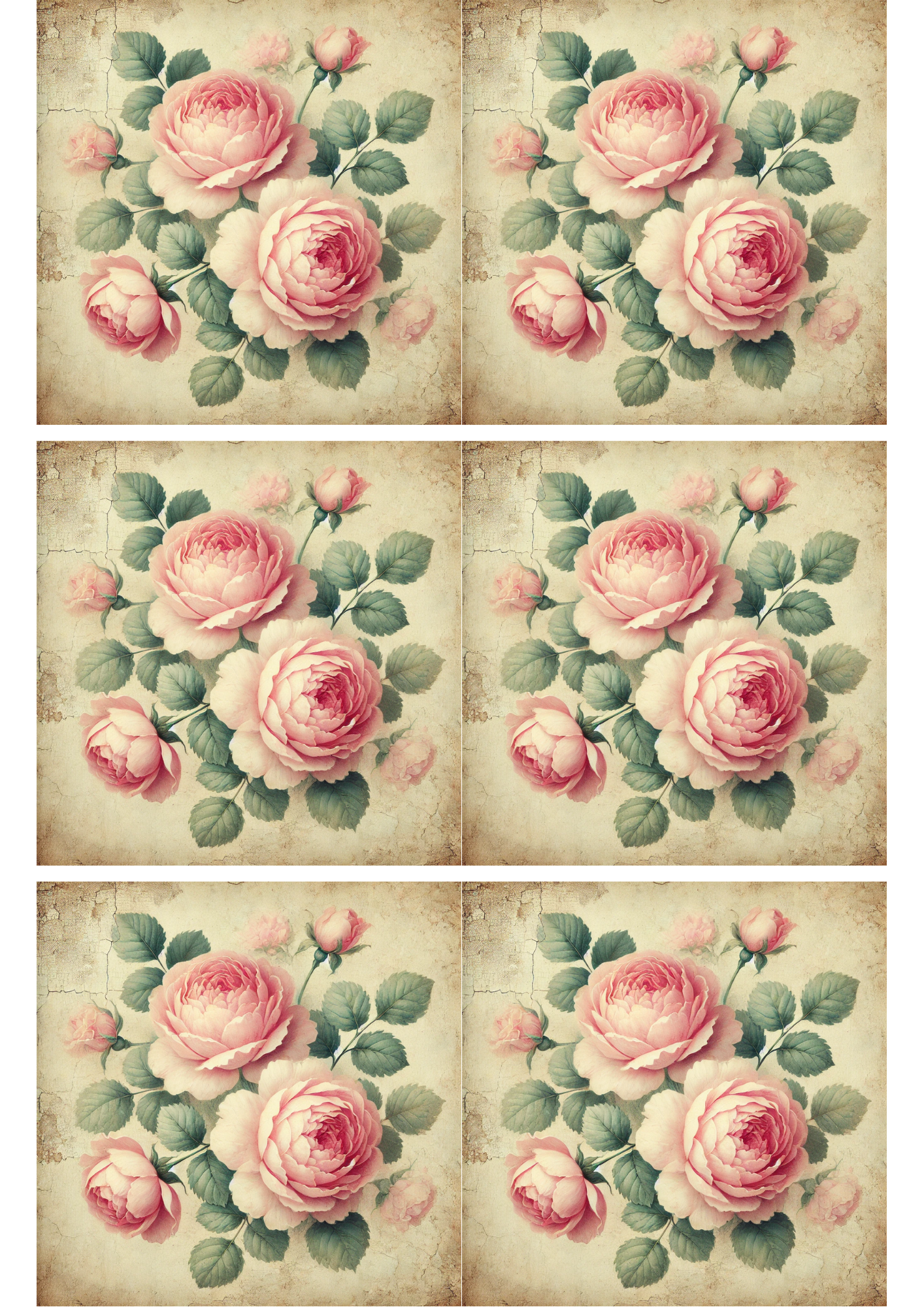 Sticker Sheet – Pink Roses Collage Cat. No. 2256